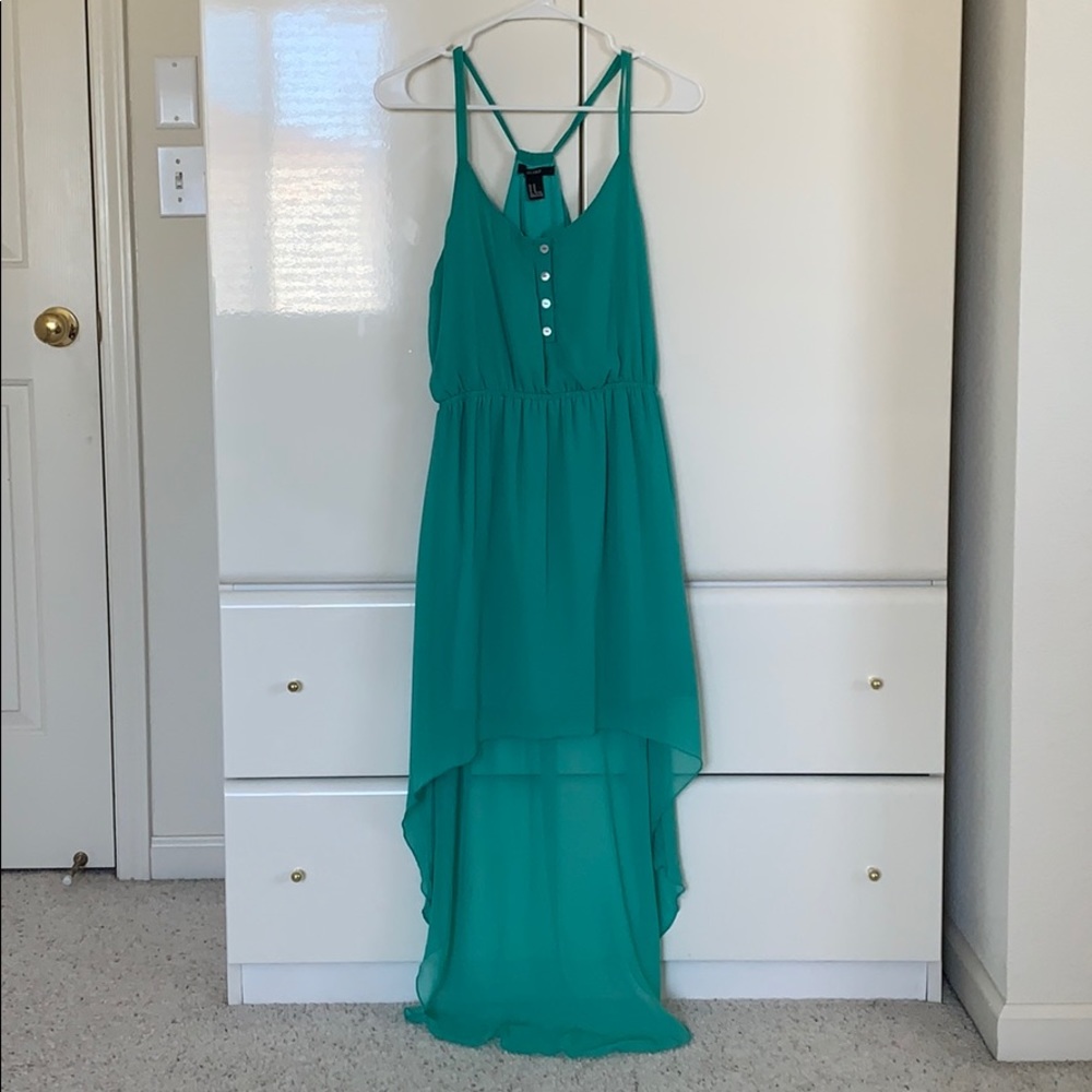 Teal high-low dress